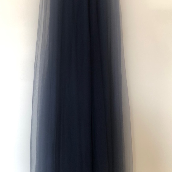 Navy tulle a-line full length formal dress - Picture 3 of 8
